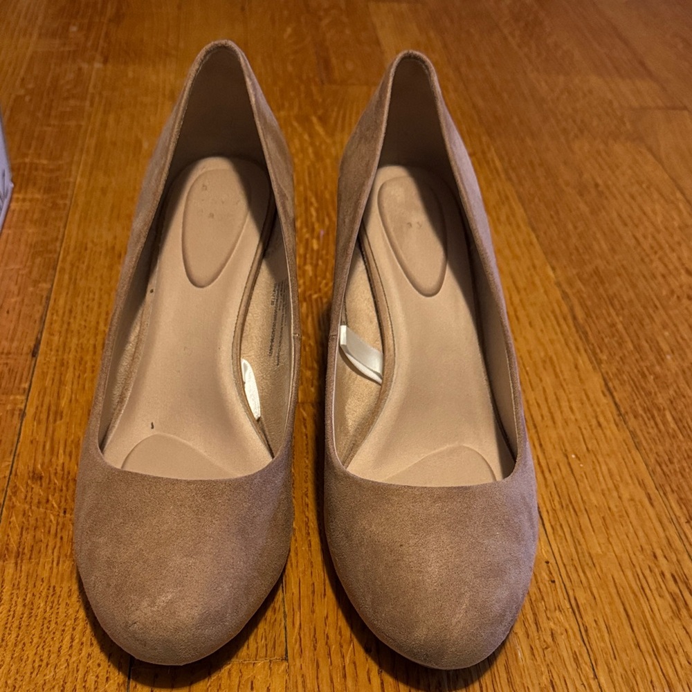 a new day Tan Suede Wedge Pumps